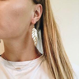 Gold Dangling Leaf Earrings